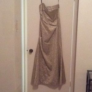 Strapless Gold Metallic Gown